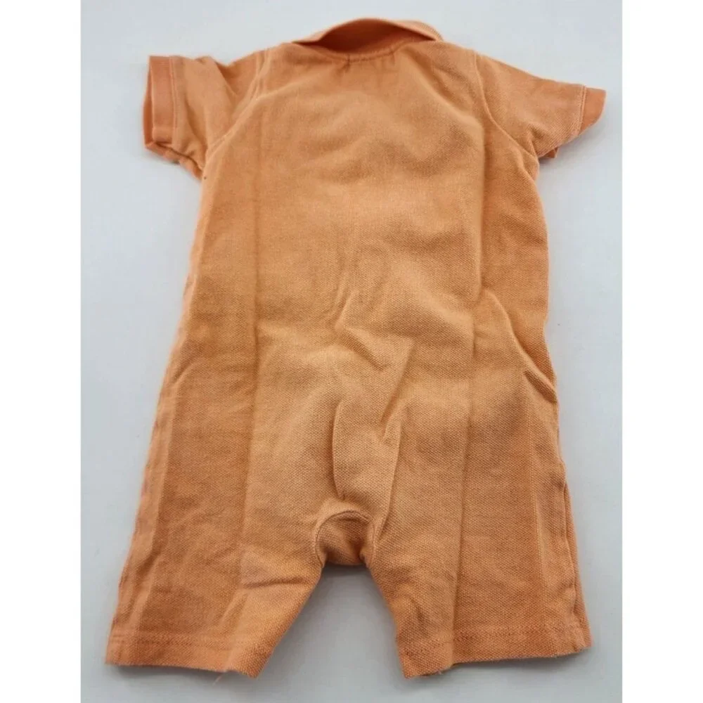 Ralph Lauren Orange Short Sleeve Pony‎ Logo Polo Romper One Piece Baby Size 6M